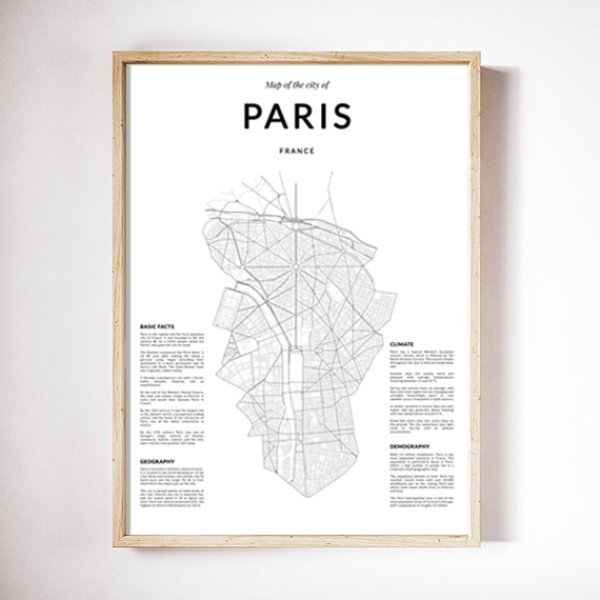 PARIS France パリ Map Simply マップポスター｜海外おしゃれポスター